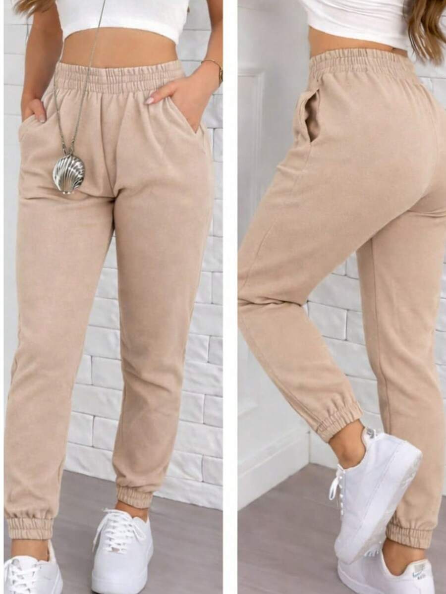 Women's Thick Jogger Sweatpants With High Waist - kerinduan - View 1