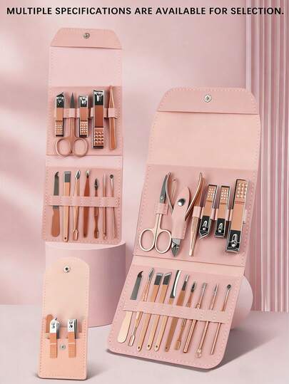 Zestaw 4-16 obcinaczy do paznokci ze stali nierdzewnej, zawiera obcinacze do paznokci i obcinacze do paznokci u stóp, narzędzia do pielęgnacji paznokci odpowiednie dla mężczyzn i kobiet, z przenośną torbą podróżną (różowy/fioletowy/zielony/niebieski)