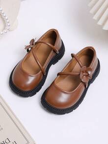 1 Pair New Kids' Solid Color Loafers, Fashion Minimalist Versatile. Please Order 1 Size Up Based On Insole Length For Wide Feet - Brown - View 7