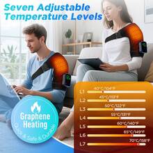 Hailicare APP Control Graphene Heating Shoulder Pad 7 Temp 3 Massage Modes LCD Display Large Battery Festival Gift - Black - View 7