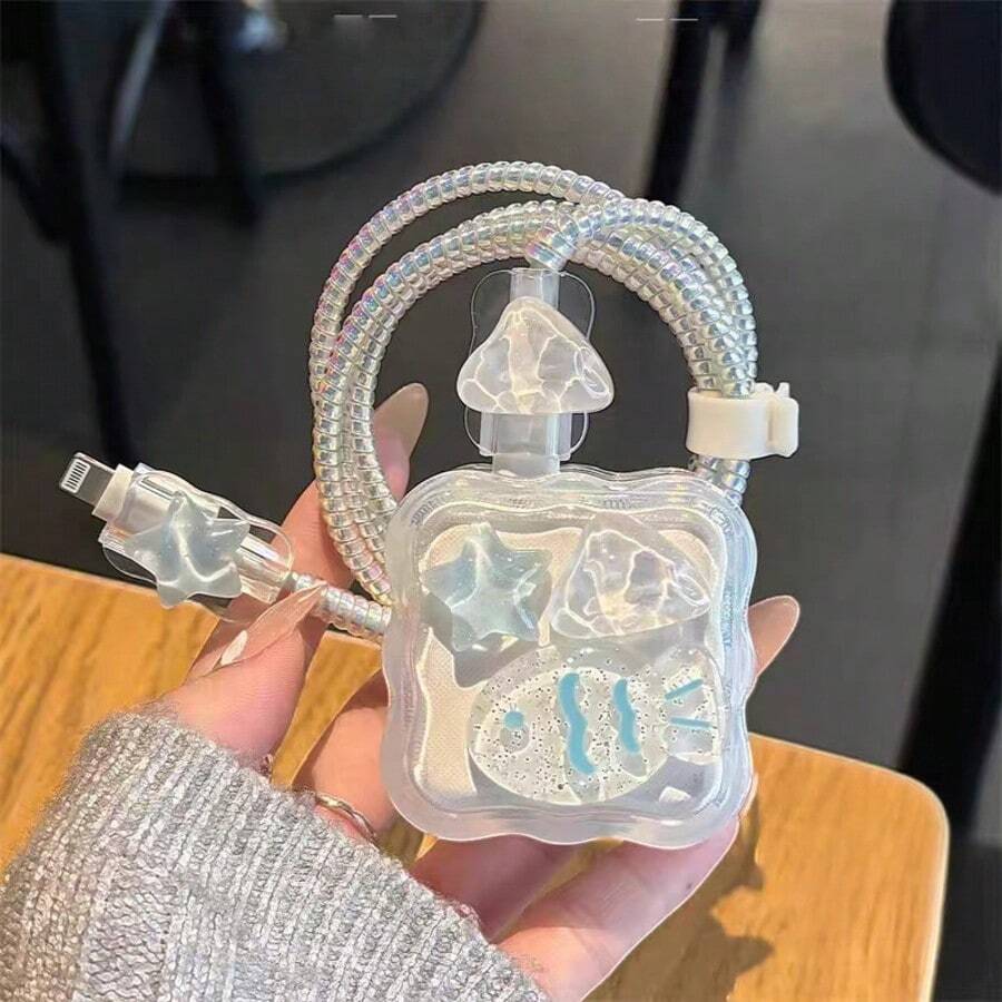 Cute Fish 35W Wave Style Apple Charger Protective Case, Data Cable Protection Sleeve To Prevent Breakage - Multicolor - View 1