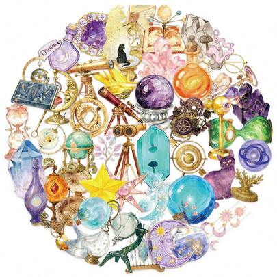 50 piezas Pegatinas de oro con diseño de estrellas, pegatinas creativas de graffiti, suministros de oficina, pegatinas para teléfonos móviles y computadoras, de alta calidad, duraderas, exquisitas, pegatinas geniales, divertidas, diseños de dibujos animados clásicos y coloridos, decoraciones de regalo, decoraciones para fundas de teléfonos, reutilizables, diseños de dibujos animados coloridos, adecuadas para botellas de agua, patinetas, teléfonos móviles, etc., perfectas para útiles escolares y una opción principal para regalos festivos.