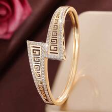 1 chiếc vòng tay nữ thời trang hình nón rỗng đan chéo, đính đá Cubic Zirconia, quà tặng thường ngày. - Nhiều màu - Xem 10