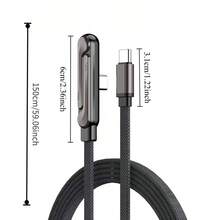 240W Foldable Phone Stand & Charging Cable | Dual Type-C Super Fast Charging Angled Connector, Braided Cable, Compatible With Multiple Phones, USB Data Transfer - Multicolor - View 11