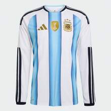 Adidas Áo đấu sân nhà số 26 của đội tuyển Argentina dành cho nam, phiên bản dành cho người hâm mộ World Cup của đội tuyển quốc gia Argentina, tay dài, nhanh khô KA8126 - Xanh và trắng - Xem 1