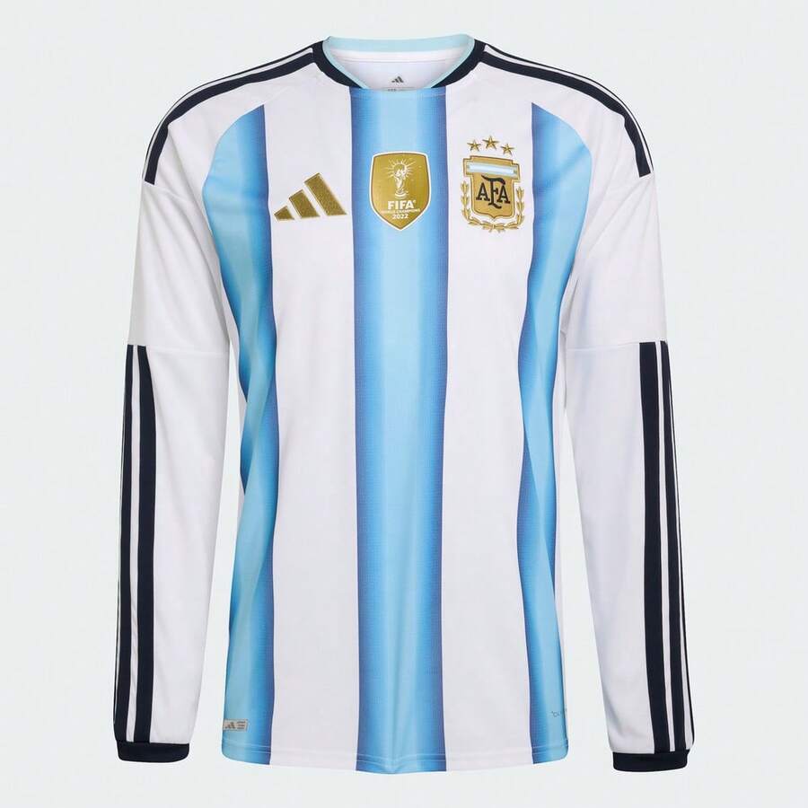 Adidas Áo đấu sân nhà số 26 của đội tuyển Argentina dành cho nam, phiên bản dành cho người hâm mộ World Cup của đội tuyển quốc gia Argentina, tay dài, nhanh khô KA8126 - Xanh và trắng - Xem 1