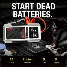 2026 重型汽车电瓶启动器 | 180PSI 数字轮胎充气泵，多功能汽车应急启动套件，峰值电流 8000A，12V 启动电缆和连接线，带 SOS 功能的 3 模式 LED 手电筒 - 應急啟動電源 - 查看 7