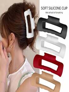 1pc Soft Simple 4 Colors Available Soft Silicone Hair Claw Premium Silicone Material Won't Scalp Head Anti-Fall Protect Occiput For Driving Daily Wear Home Outdoor Commute Face Wash Hair Styling Slouchy Hair Styling Accessories For Women Back To School New Year Galentines, Puppy, Carnival, Party Decorations - Multicolor - View 4