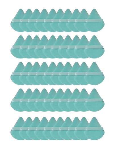50/1个三角天鹅绒粉扑，可重复使用，柔软粉底粉扑，适用于面部和眼部化妆，适合所有肤质，可用于化妆、装饰、梳妆台、旅行、卧室等场合，是化妆配件、粉扑、化妆海绵的理想之选，价格实惠，也是圣诞礼物的好选择。