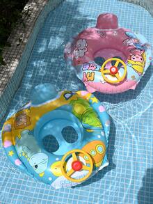 1个儿童游泳池座椅圈，可爱充气漂浮座椅圈，带双把手，适合儿童学习游泳，也可用于浴缸、泳池、夏季游泳，卡通造型座椅圈。 - 彩色 - 查看 3
