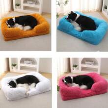 1pc Lanxing Winter Pet Bed, Plush Sofa Backrest Square Dog Bed, Includes Sponge Soft Warm Cat Sofa, Suitable For Small/Medium/Large Pets - Multicolor - View 2