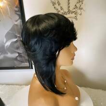1pc Black Short Pixie Cut Human Hair Wig, Chocolate Brown With Wine Red Straight Pixie Cut Layered Short Hair Wig, Seamless Pixie Wig For Daily Use, No Bangs - Multicolor - View 9