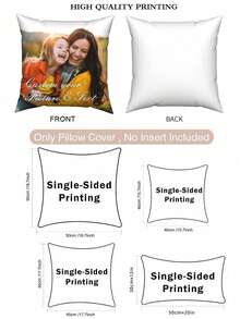 1pc Customized Photo Pattern Throw Pillow Cover, Personalized Single-Sided Printed Pillow Sham (Pillow Insert Not Included) | Heartwarming Mother's Day Gift / Exclusive Father's Day Gift / Thanksgiving Appreciation Gift / Teacher's Day Thoughtful Gift, Family Intimate Memento / Unique Friend Surprise / Self-Life Essentials, Customize Photo + Name Date To Create A One-Of-A-Kind Cozy Companion - Multicolor - View 5