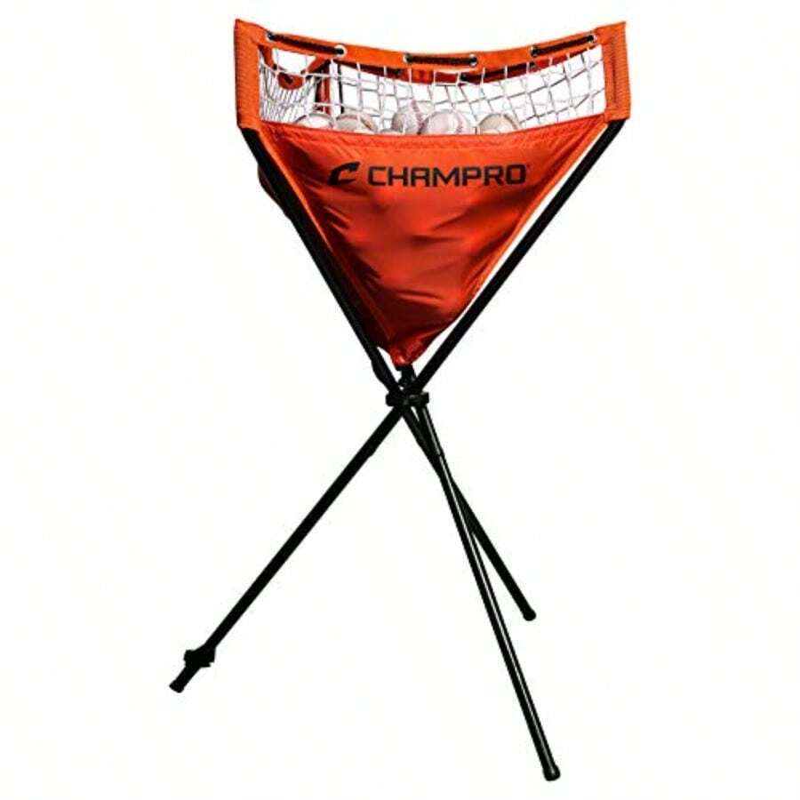 CHAMPRO NB-33 Canasta Plegable portapelotas Baseball/Softball. Ball Caddy Naranja/Negro Adulto - como en la foto - Ver 1