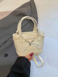 Túi xách ren hình trái tim, túi xô mini ngọt ngào và cá tính, túi đeo chéo độc đáo dành cho nữ. - Nhiều màu - Xem 5