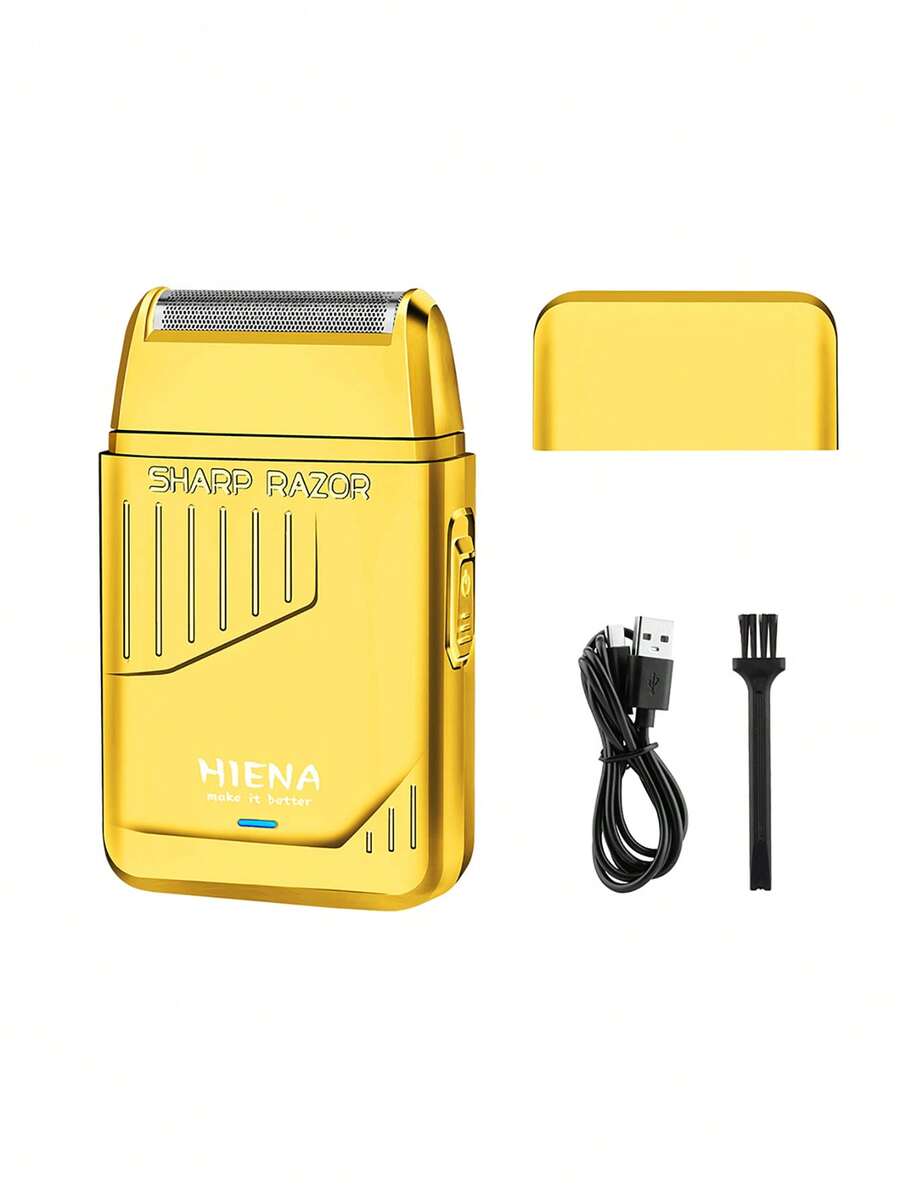 1 máy cạo râu điện sạc USB, máy tỉa râu nam, máy cạo râu kiểu chuyển động tịnh tiến có bàn chải và màn hình hiển thị kỹ thuật số, thích hợp để tỉa râu và lông mặt cho nam giới, món quà lý tưởng cho dịp lễ. - vàng - Xem 1