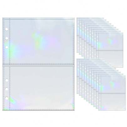 10pcs Laser 2-Pocket Refill Pages, A5 Photo Album Inner Pages, Loose Leaf Binder Refills, Sticker Book Refills, Loose Leaf Binder Bags, Excellent PP Material, Suitable For K-POP Photo Card Storage, Photo Albums, Journals, Scrapbooks, Sticker Books, Notebooks, Idol Photo Cards, Postcards, Trading Cards, Photos, Campus Cards, Access Cards Storage Bags, Office Supplies Journals