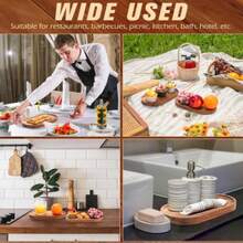 5PCS Oval Wooden Tray Set, Natural Acacia Wood Serving Trays With Smooth Round Edge, Multifunctional Large Wood Platter For Kitchen, Dining Room, Picnic, Bathroom, Ideal For Serving Food, Fruit, Dessert, Storage & Decor, Waterproof & Anti-Scratch, Easy To Clean, Durable Wood Tray For Home & Outdoor Use - View 4