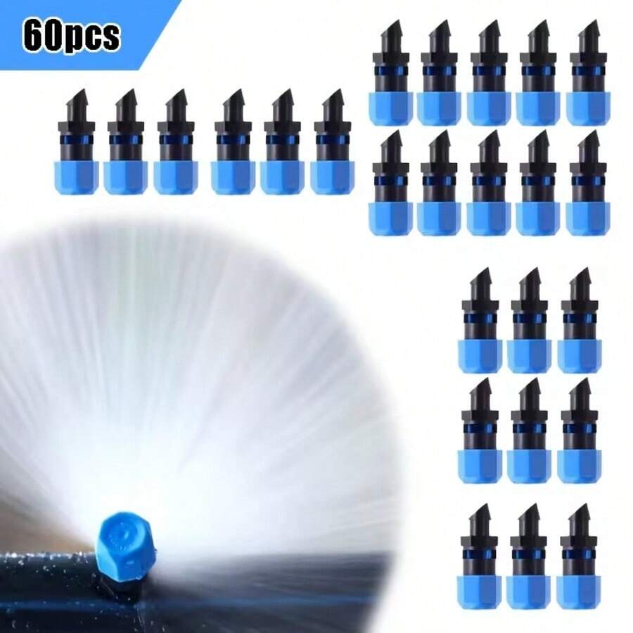 可调节蓝色滴灌头，适用于农业果园、果树，配有专用水管和浇水工具，全套设备