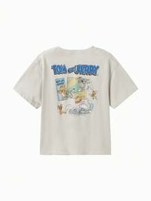 Balabala TOM AND JERRY. 男童卡通印花休闲短袖上衣，夏季 - 咖色調 - 查看 2