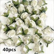 20pcs/40pcs/80pcs Artificial Small White Rose Flower Heads, Floral Bouquet Accessories For Headpiece, Brooch, Home Decor, Festival, Wedding Decoration, Fake Flowers - White - View 13