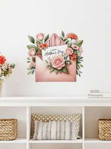1 miếng dán tường, decal tự dính chống thấm nước có thể tháo rời dành cho Ngày của Mẹ, họa tiết phong bì ấm áp và lãng mạn, nơ, hoa hồng, hoa mẫu đơn, hoa tulip, hoa cẩm tú cầu, thích hợp để trang trí tiệc Ngày của Mẹ, trang trí nhà cửa, nhà bếp, phòng khách, phòng ngủ, phòng tắm. - 1PC - Xem 12