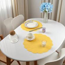 12/24/50/100pcs Floral Linen Placemats, 33.5cm Round Flower Shaped Reusable Table Mats For Autumn, Wedding, Dinner Party, Farmhouse Decor, Brown Country Style - Multicolor - View 31