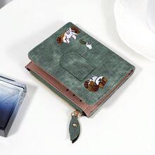 Cartera corta bordada para mujer, monedero con cremallera, monedero mini lindo portador de tarjetas, envío directo - Multicolor - Ver 8