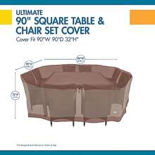 Duck Covers Ultimate Square Patio Table with Chairs Cover Fits Outdoor Square Patio Table and Chair Sets 92 in. Long - Capuchino moca - Ver 3