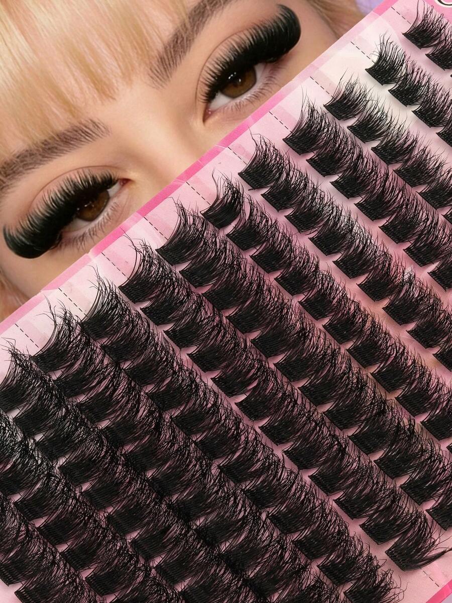 Lina新款156簇3D仿貂毛假睫毛，柔软轻盈，适合所有眼型，展现独特个性魅力，D型卷翘，DIY睫毛嫁接 - D - 查看 1