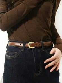 Thắt lưng thời trang tối giản mới, bền bỉ và đa năng, phụ kiện trang trí cho váy, quần jeans, vest, thắt eo cho nữ. - màu nâu - Xem 4