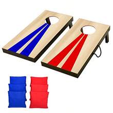 Juego de Juego de Cornhole de tamaño portátil con 6 puf Ideal para Jugar en Interiores y Exteriores Elige Entre diseños clásicos o de Madera - Diseo de madera - Ver 7