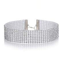 1PC Bling Rhinestone Choker Necklace For Women Wedding Party Daily Wear - Silver - View 2