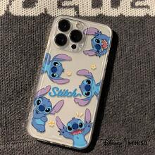 Miniso 1pc Disney Stitch Cute Expression All-Over Print Cartoon Design Phone Case Suitable For IPhone 17/17 Pro/17 Pro Max/17 Air/16/15/14/13/12/11/X Series Iphone 17 Pro Max Case Iphone 17 Pro Case Iphone 17 Case Stocking Stuffers The Girlfriend - Transparent - View 4