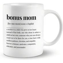 Bonus Mom Definition Coffee Mugs Cup, Bonus Mom Gifts, Birthday Gifts Stepmom From Stepdaughter Stepson, Mother's Day Coffee Mug Cup Tea Cup 11oz, Double Side Printed11 Oz Color Ceramic Mug - 11盎司1件 - 查看 2