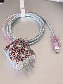 SANRIO 1 Set Cute Leopard Print Hello Kitty Charging Protection Case - Compatible With IPhone 16 Pro/17 Pro, Includes 20W Charging Adapter And Cable (Charger Not Included) - Multicolor - View 12