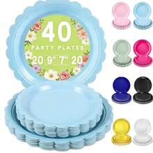 40 chiếc đĩa giấy dùng một lần kích thước 9 inch và 7 inch, đồ dùng cho tiệc cưới, sinh nhật, tiệc trà ngoài trời. - Xem 5