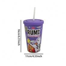 1pc 475ML Netflix Officially Licensed Straw Tumbler With Lid Reusable Cold Cup  Character Plastic Water Bottle Anime Collectible Drinkware Kitchen Dining Accessory Office Desk Accessory BFF Matching Cups Poolside Drink Mat Match Kawaii Kitchenware Birthday Gift - Multicolor - View 3