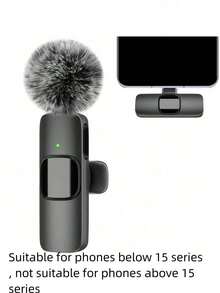 Wireless Lavalier Microphone For Phone TypeC Lapel Mics Plug-Play 2.4G Ultra-Low Delay Built-In Noise Reduction Chip Working Time For Video Recording Interview Podcast Vlog 50mAh Rechargeable Battery - Black - View 15