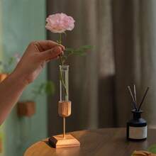 1 Chiếc bình trang trí để bàn sáng tạo bằng gỗ, bình thủy tinh trong suốt dùng để trồng cây thủy canh. - Nhiều màu - Xem 7