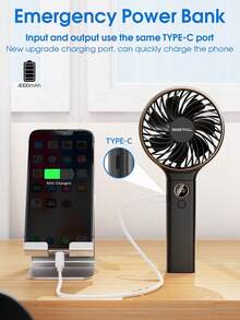 Portable Handheld Fan, 4000mAh Battery Powered With LED Display, 2-In-1 Handheld/Desk Fan, 90° Foldable Desk Fan With Stand, Makeup Fan, Mother's Day Gift - Multicolor - View 6