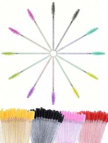 50/100 Pcs Disposable Mascara Wands,Mascara Brushes,Crystal Eyebrow Brush (Suitable For Eyelash Extensions),Disposable Curved Eyebrow Brushes, Spiral Brushes - Multicolor - View 6