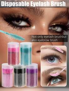 50/100 Pcs Disposable Mascara Wands,Mascara Brushes,Crystal Eyebrow Brush (Suitable For Eyelash Extensions),Disposable Curved Eyebrow Brushes, Spiral Brushes - Multicolor - View 4