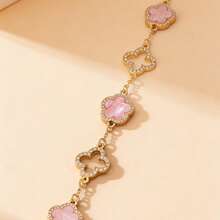 1pc Luxury Minimalist Pink Hollow Design Bracelet, Suitable For Women's Daily Wear And Gift - Multicolor - View 5