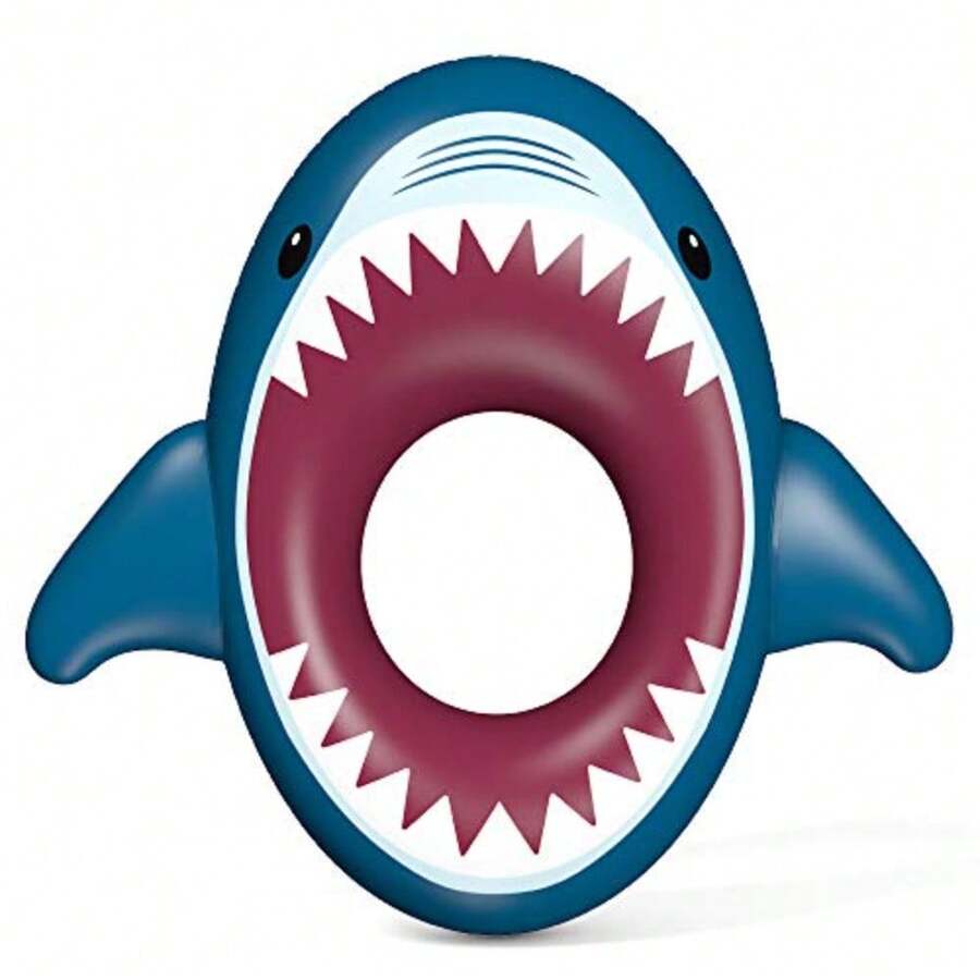 Inflatable Shark Pool Float Shark Floaties Water Fun Summer Beach Swimming Pool Tube Inflatables Ride on Pool Party Raft Lounge Toys for and Adults - Azul Granate Blanco - Ver 1