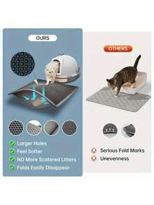 Cat Litter Mat Double-Layer Waterproof And Anti-Urine Collection Pad. The Double-Layer Honeycomb Design Helps You Collect Litter. Suitable For Various Types Of Cat Litter, Litter Boxes, Hooded, Self-Cleaning Litter Boxes. Waterproof/Urine-Proof Pad: The Bottom Layer Is Waterproof, Non-Slip, And Easy To Move. - Black - View 2