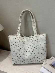 Large Capacity Handbag For Women, New Fashionable Versatile Commuter Shoulder Tote Bag - White - View 6
