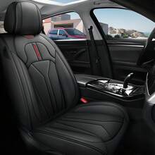 [General Pu Leather Car Seat Cover Skin Friendly Anti-Wrinkle Full Model Fit] Fashion Sports Wind Design Car /SUV/ Pickup General High-End Gift Seat Cover Waterproof, Non-Slip Easy Installation - Multicolor - View 3