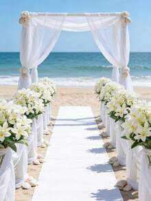 18 Hastes Buquê Artificial de Lírio Branco, Flores de Decoração de Casamento Nupcial Resistentes a UV de Plástico, Noivado, Decoração Doméstica, Adequado para Feriados de Junho, Dia das Mães, Formatura - Vaso Não Incluído, Duradouro e Elegante - Multicolorido - Visão 3