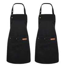 1Pcs Kitchen Chef Bib Aprons With Adjustable Straps And Pockets Resistant Cooking Apron For Women Men Chefs Waiters - 1 - 查看 1